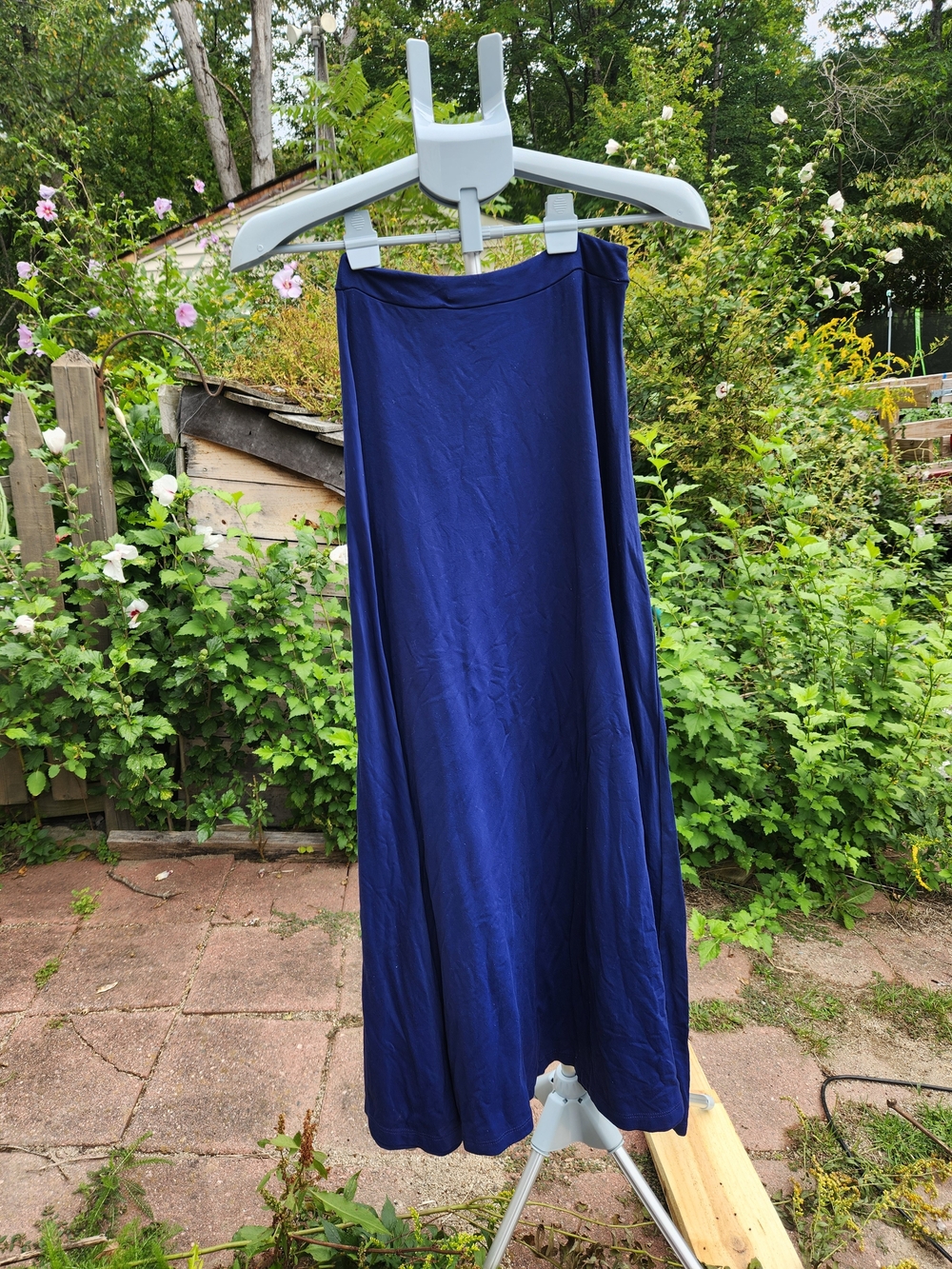 Susana Monaco Navy Blue Stretch A-Line Maxi Skirt Small Made USA